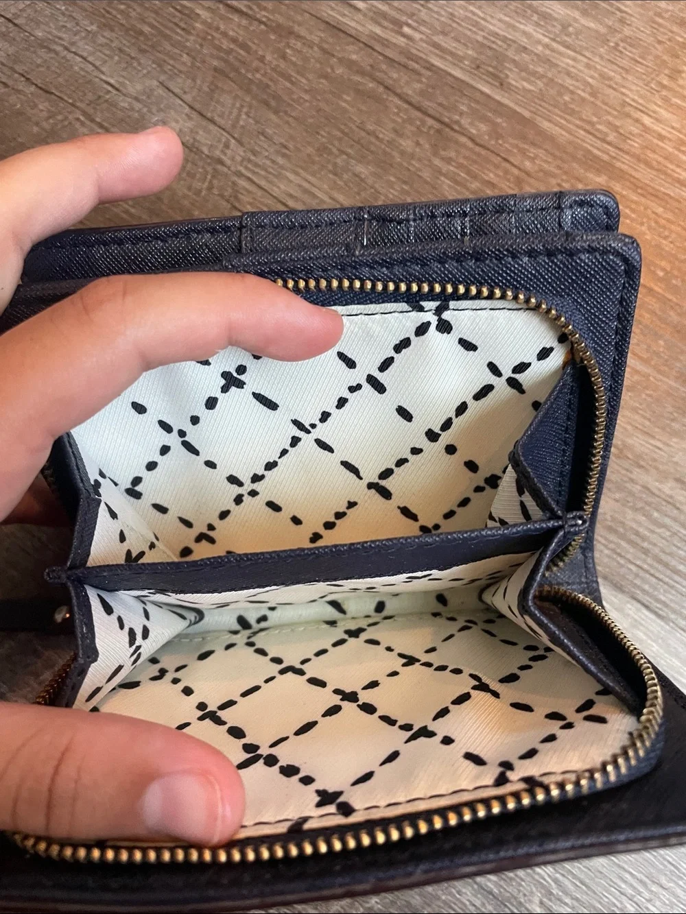 Kate Spade Women’s Dark Blue Medium Bifold Zip Wallet
